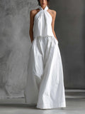 Halter Top Matching Set for Women in White — studio photo, view 1
