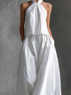 Halter Top Matching Set for Women in White — studio photo, view 4
